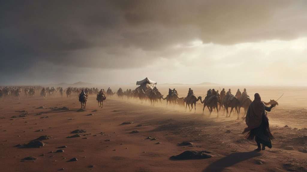 chameaux traverse desert